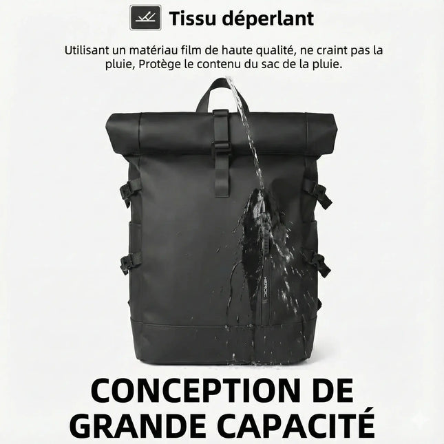 Sac à Dos Imperméable Extensible 20-27L - USB & Ordinateur 15.6" - Roll-Top Anti-Pluie