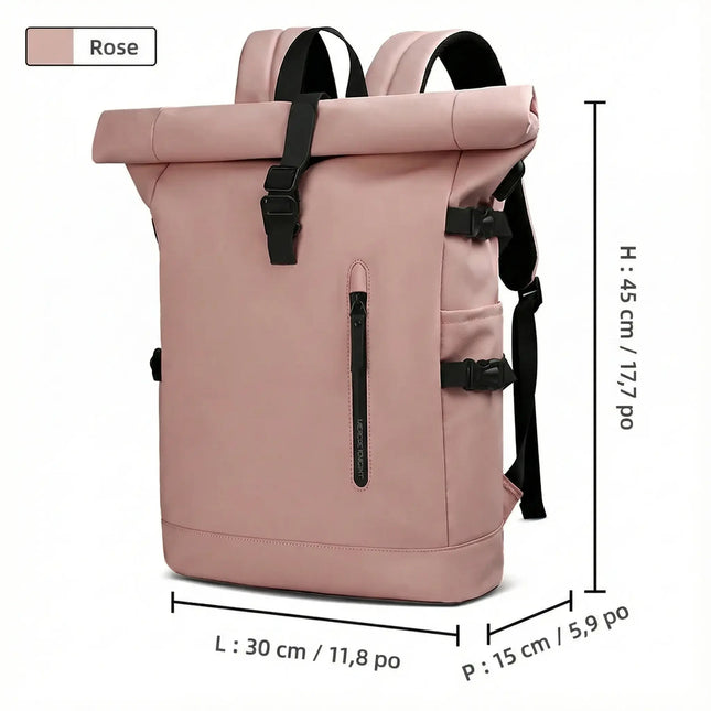 Sac à Dos Imperméable Extensible 20-27L - USB & Ordinateur 15.6" - Roll-Top Anti-Pluie