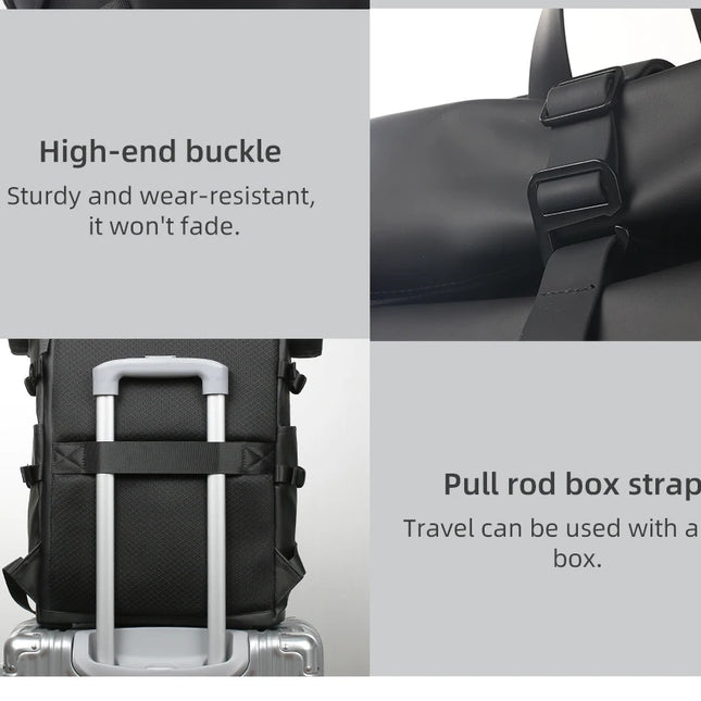 Sac à Dos Imperméable Extensible 20-27L - USB & Ordinateur 15.6" - Roll-Top Anti-Pluie