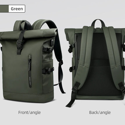 Sac à Dos Imperméable Extensible 20-27L - USB & Ordinateur 15.6" - Roll-Top Anti-Pluie