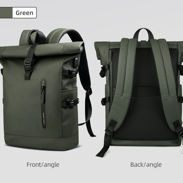 Sac à Dos Imperméable Extensible 20-27L - USB & Ordinateur 15.6" - Roll-Top Anti-Pluie