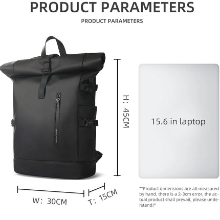 Sac à Dos Imperméable Extensible 20-27L - USB & Ordinateur 15.6" - Roll-Top Anti-Pluie