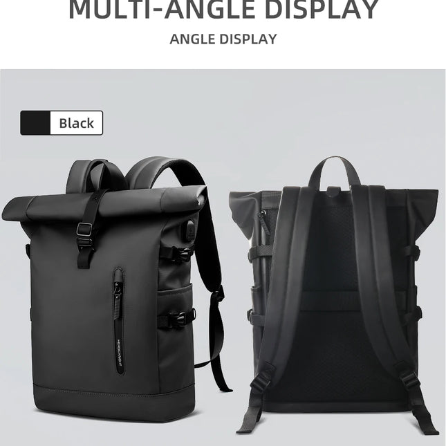 Sac à Dos Imperméable Extensible 20-27L - USB & Ordinateur 15.6" - Roll-Top Anti-Pluie