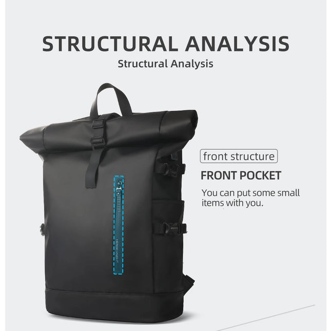 Sac à Dos Imperméable Extensible 20-27L - USB & Ordinateur 15.6" - Roll-Top Anti-Pluie