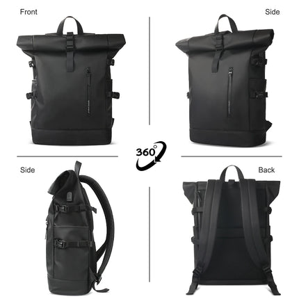 Sac à Dos Imperméable Extensible 20-27L - USB & Ordinateur 15.6" - Roll-Top Anti-Pluie